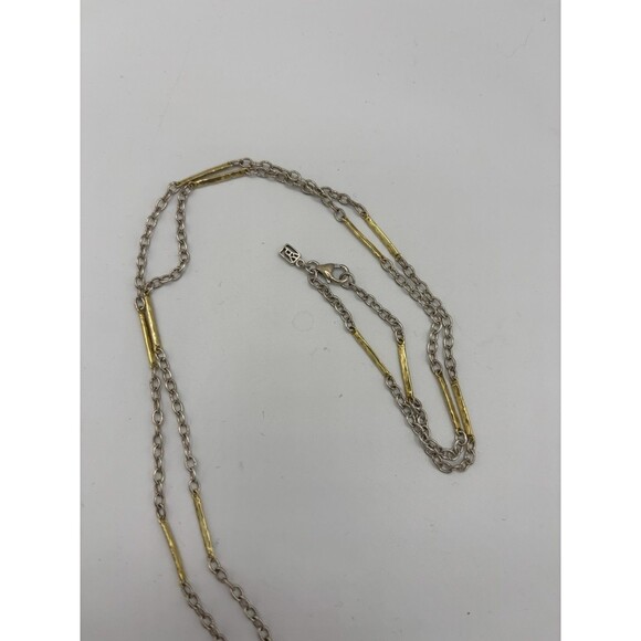 WAXING POETIC Sterling Silver Brass LUME Chain Necklace 32” Found Again Compass - Picture 5 of 7